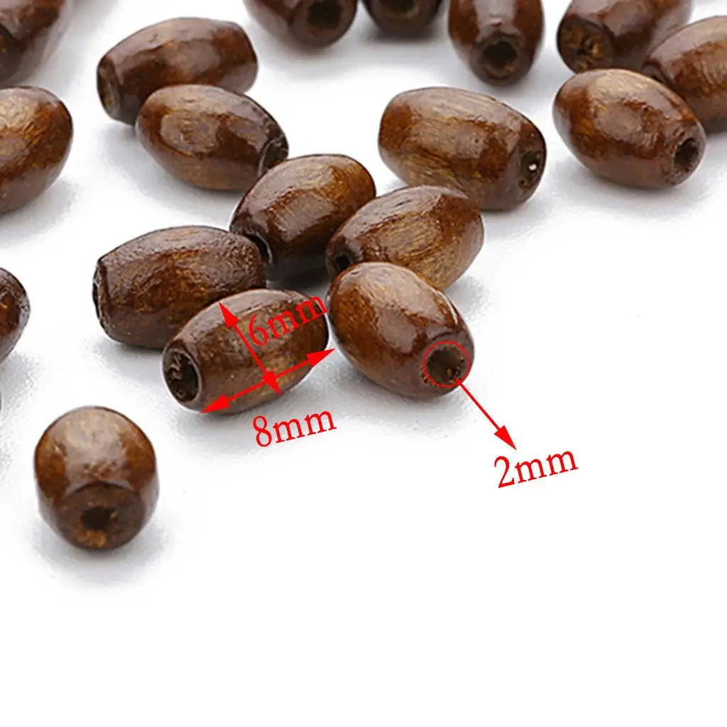 Commercio all\'ingrosso 500 pz 6x 8mm Charms perline naturali fai da te ovale perline di legno perline di caffè per gioielli che fanno artigianato