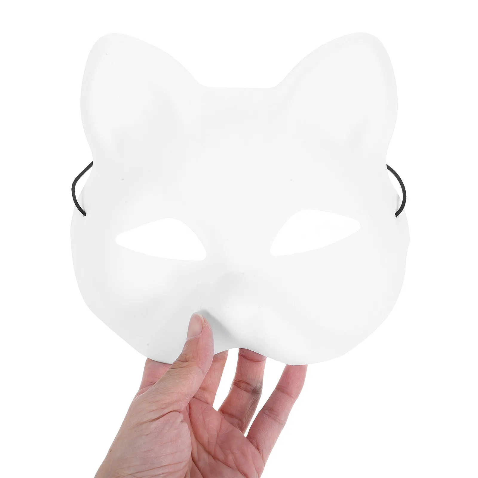 1Set Blank DIY Cat Shape Mask White Plastic Unpainted for Birthday Themed Party Halloween Masquerade Activity