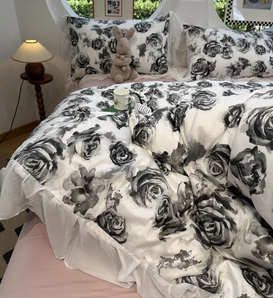 

Sweet cool flower rose bedding set,twin full queen king vintage fairyfair cotton home textile bed sheet pillow case quilt cover