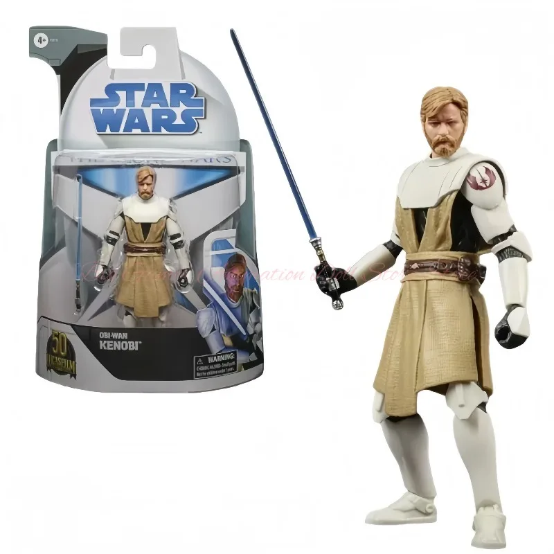 【En stock】Figura de Obi-Wan Kenobi de la serie The Black Series de Hasbro, edición The Clone Wars, figura coleccionable de personaje de anime a escala de 6 pulgadas