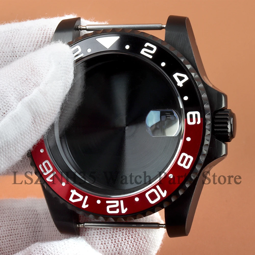 Black PVD 40mm NH35 Watch Case Modified Accessories Fit GMT Yacht Submariner NH34 NH35 NH36 NH38 Automatic Movement 28.5mm Dial