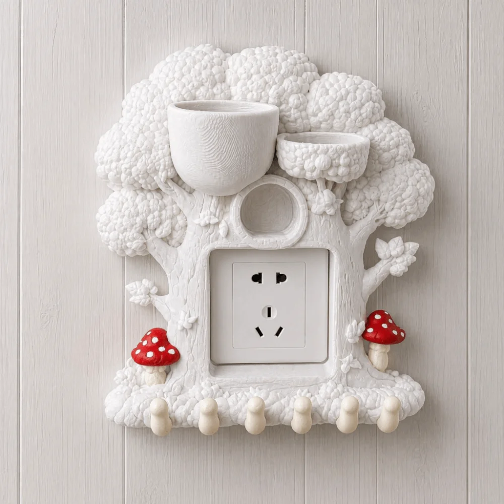 Creative Forest Tree Hole Switch Storage Rack 3D Printed Decorative Light Switch Sleeve Four Seasons Remote control storage