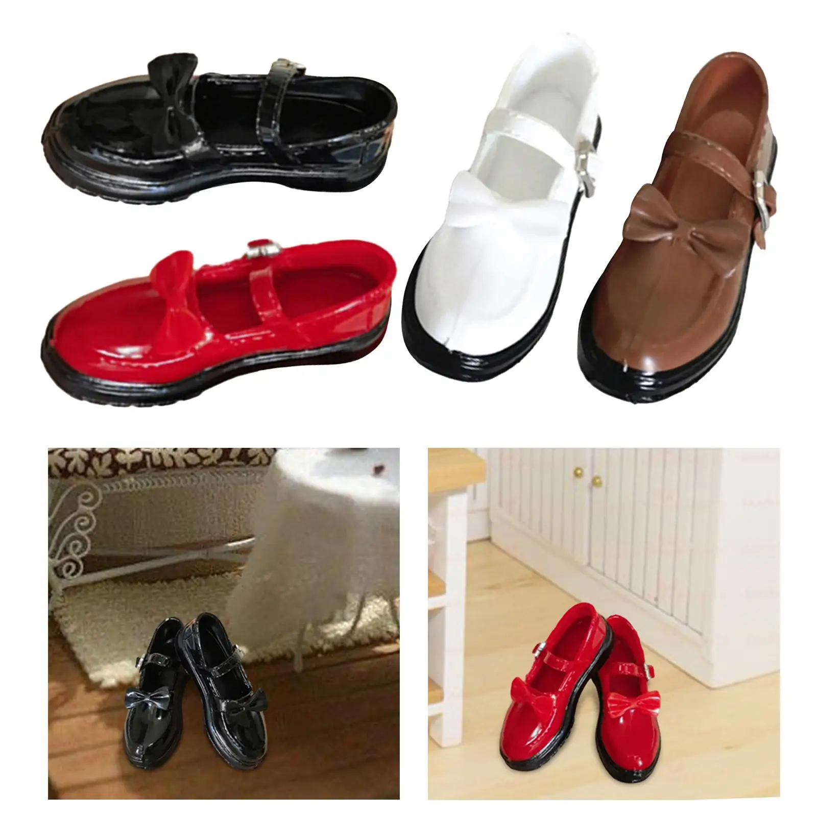 4cm Length Shoes with Bow Knot BJD Flat Bottomed Shoes Female Figures Shoes for