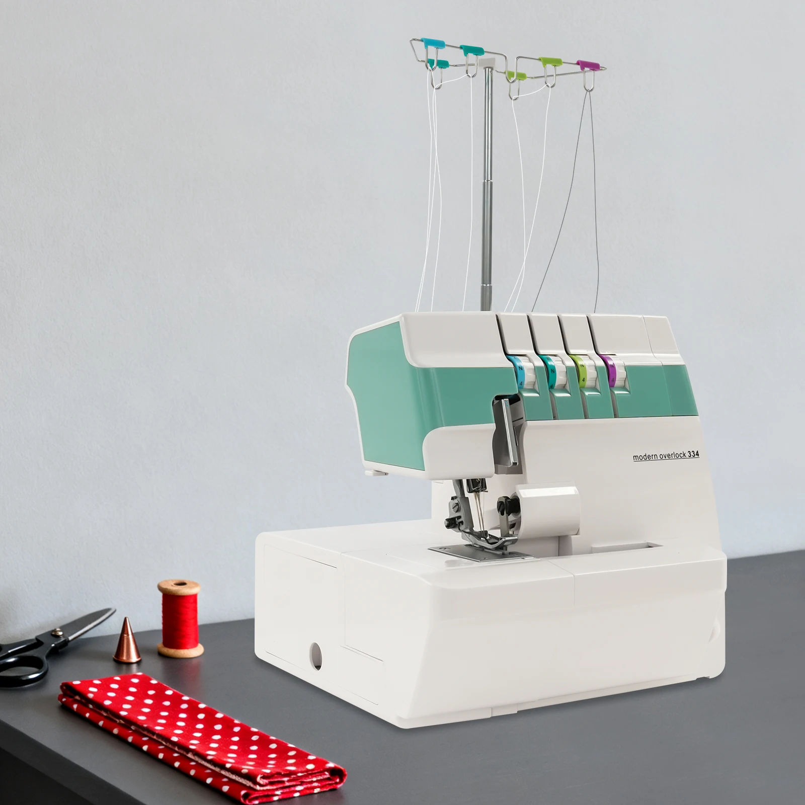 Máquina de Coser Eléctrica de 1200 Puntadas por Minuto, Máquina Overlock de 4/3 Hilos con Pedal para el Hogar, Taller, Ribeteado de Telas