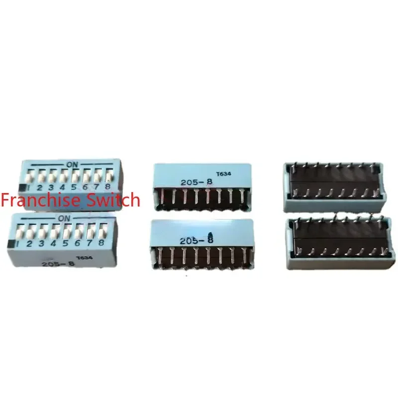 10PCS 205-8ST Original Dip Switch 8-bit 8P In-line 2.54MM Pitch Piano Key Type Horizontal Dial Code