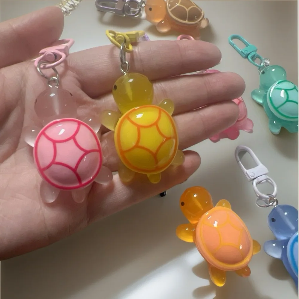 Creative Luminous Tortoise Keyring Colorful Turtle Keychain Animal Key Chain Car Key Holder Bag Ornament Seaside Holiday Gift