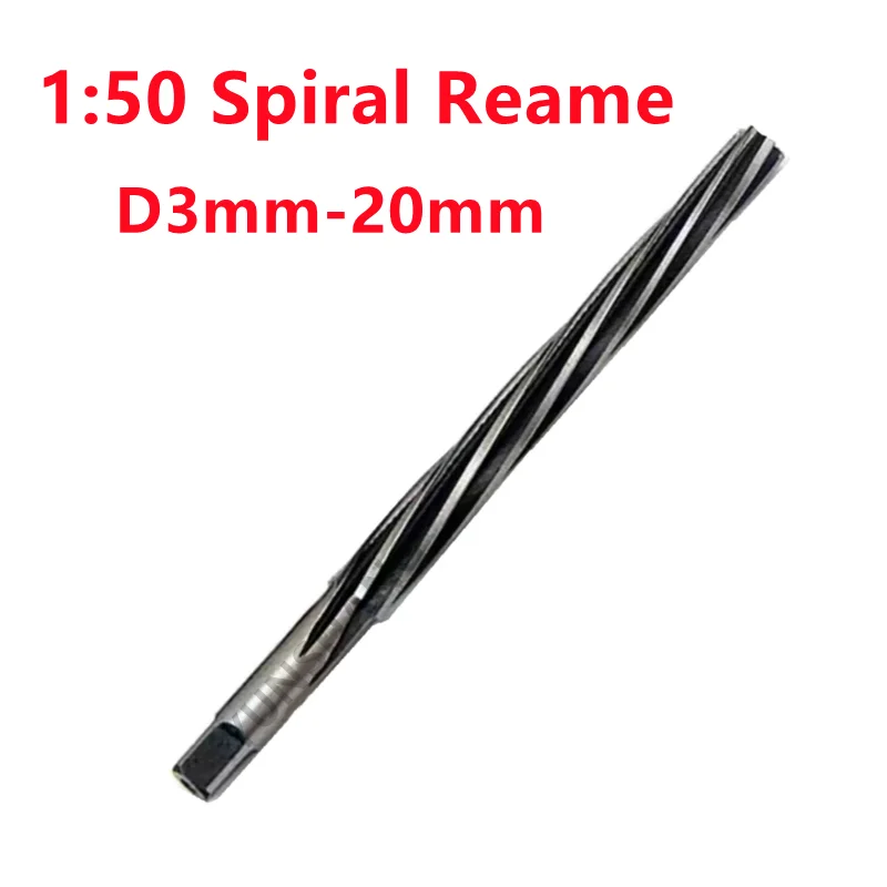 1:50 Conical Spiral Reamer HSS Hand Reamer CNC Tools Milling Cutter D3mm-20mm Extended 100/150/200/255L