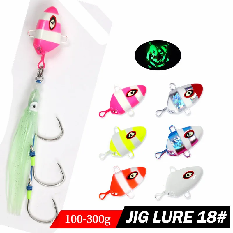 J18 100g 150g 200g 250g 300g Bottomship Langsam sinkende Jig Metallkopfköder Dhu Marlin Inchiku Kabura Fishing Triple Hooks