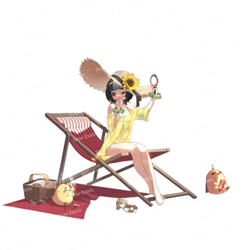 Stiker Dinding Kepribadian Gadis Anime Indah Tiga Ratel QCYX6 Azur Lane Stiker Mobil Berperekat Tahan Air