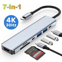 7-in-1 USB C Docking Station 4K HDMI-compatible Adapter USB 3.0 HUB TYPE C to HDMI PD 87W USB C Splitter for Laptop Macbook Pro