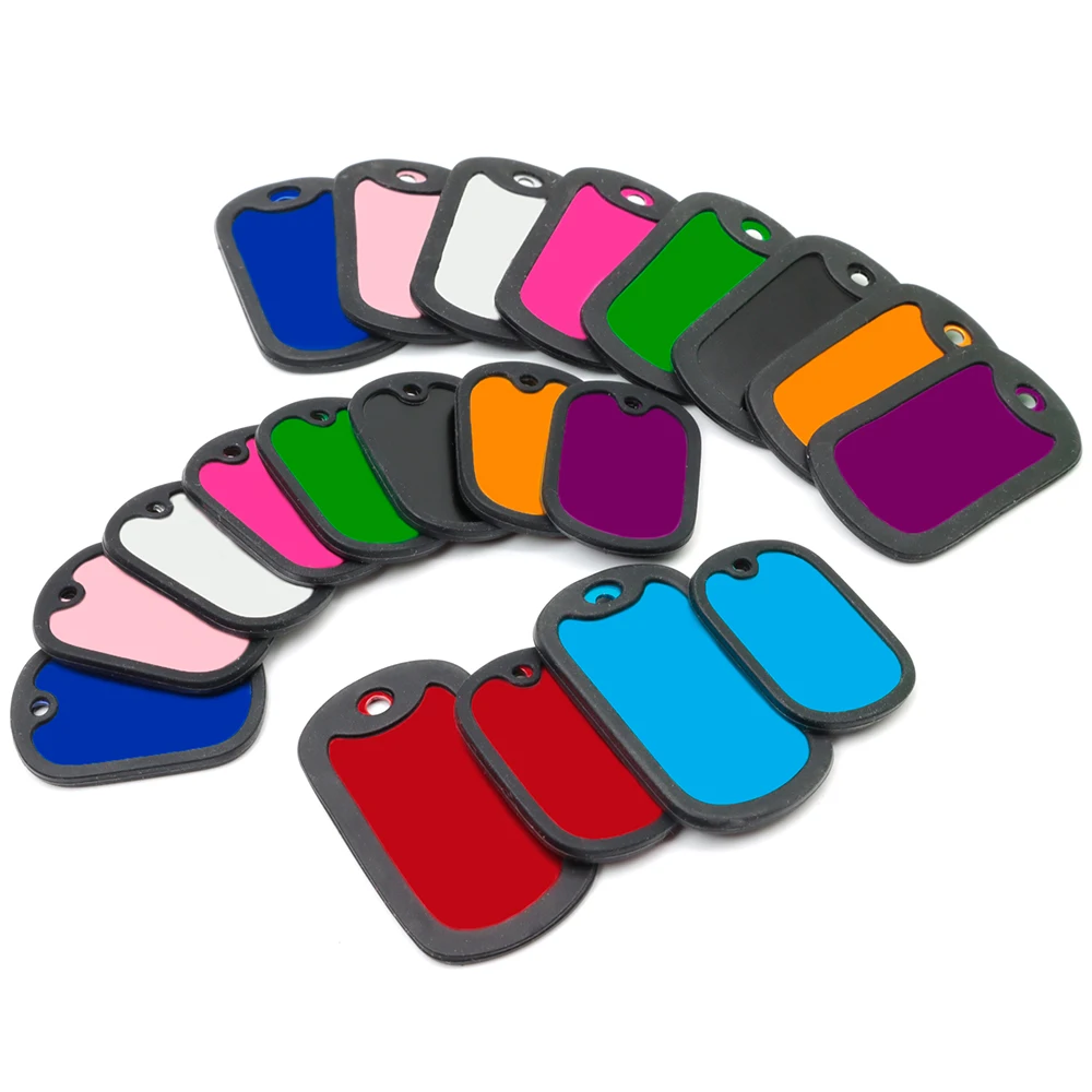 100Pcs Customized Pet Dog ID Tag Blank Rubber For Aluminium Mute Keyring Pendant Engravable Ornament Accessories