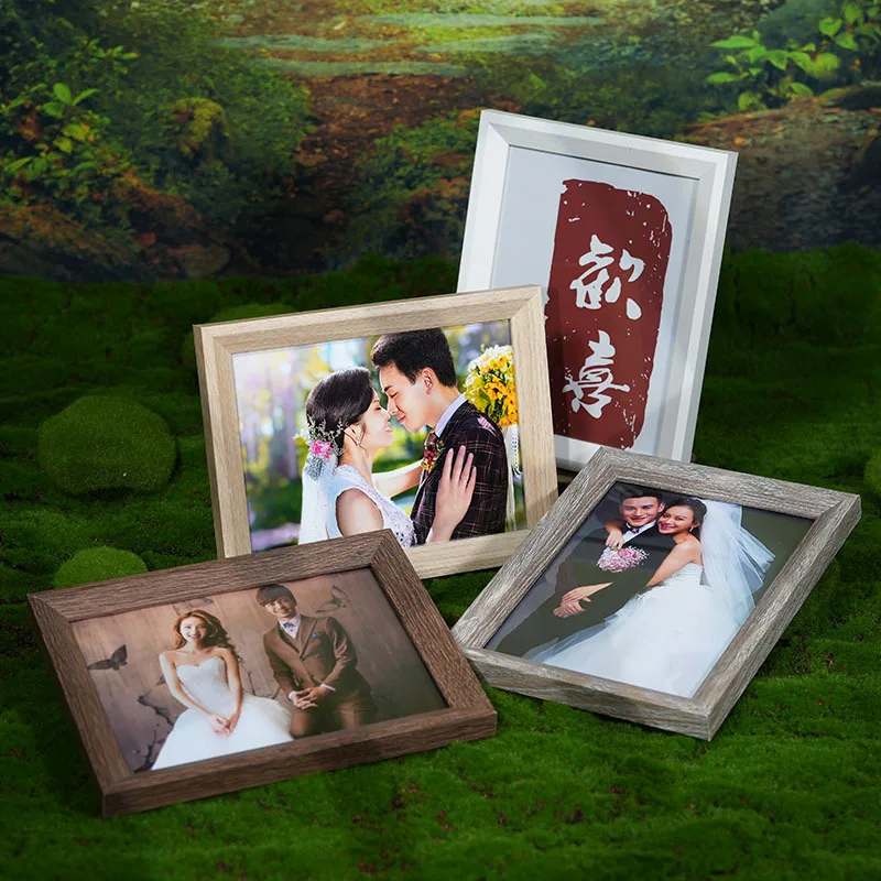 Retro Wooden Photo Frame DIY Simple 678 Inch Studio Wedding Photo Small Frame Display Modern Rectangular MDF Density Board