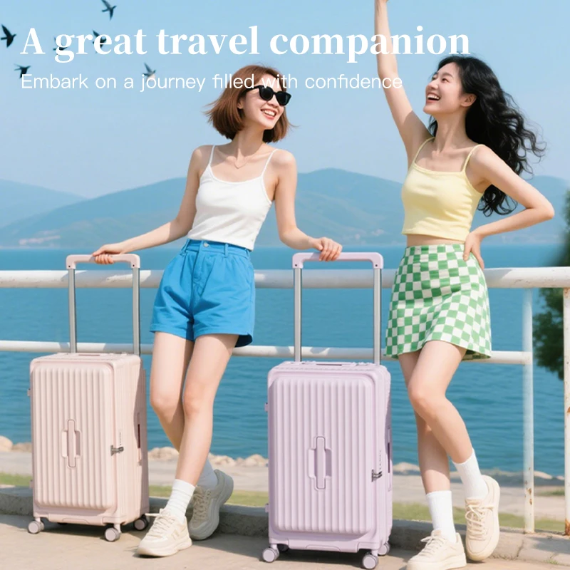 أمتعة قابلة للتوسيع ذات سعة كبيرة، حقيبة عربة سميكة مفتوحة من الأمام، حقيبة سفر مقاومة مقاس 24 بوصة، طالب مقاس 30 بوصة #3