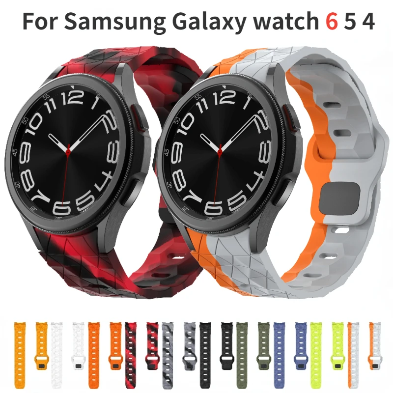 Samsung Galaxy için silikon kayış izle 7 6 5 40mm 44mm futbol desen bilezik bileklik izle 6-4 klasik 47mm 46mm bant