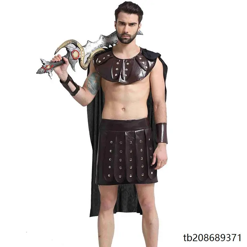 زي نسائي للهالوين على شكل محارب روماني قديم أو إسبرطي، مثالي لحفلات التنكر وإعادة تمثيل الأحداث التاريخية