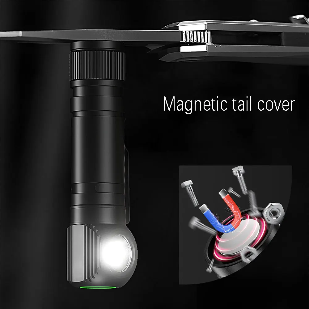 Lampada frontale a LED 1000Lm 18650 Tipo C Torcia frontale ricaricabile USB con carica magnetica Indicatore di alimentazione della coda magnetica