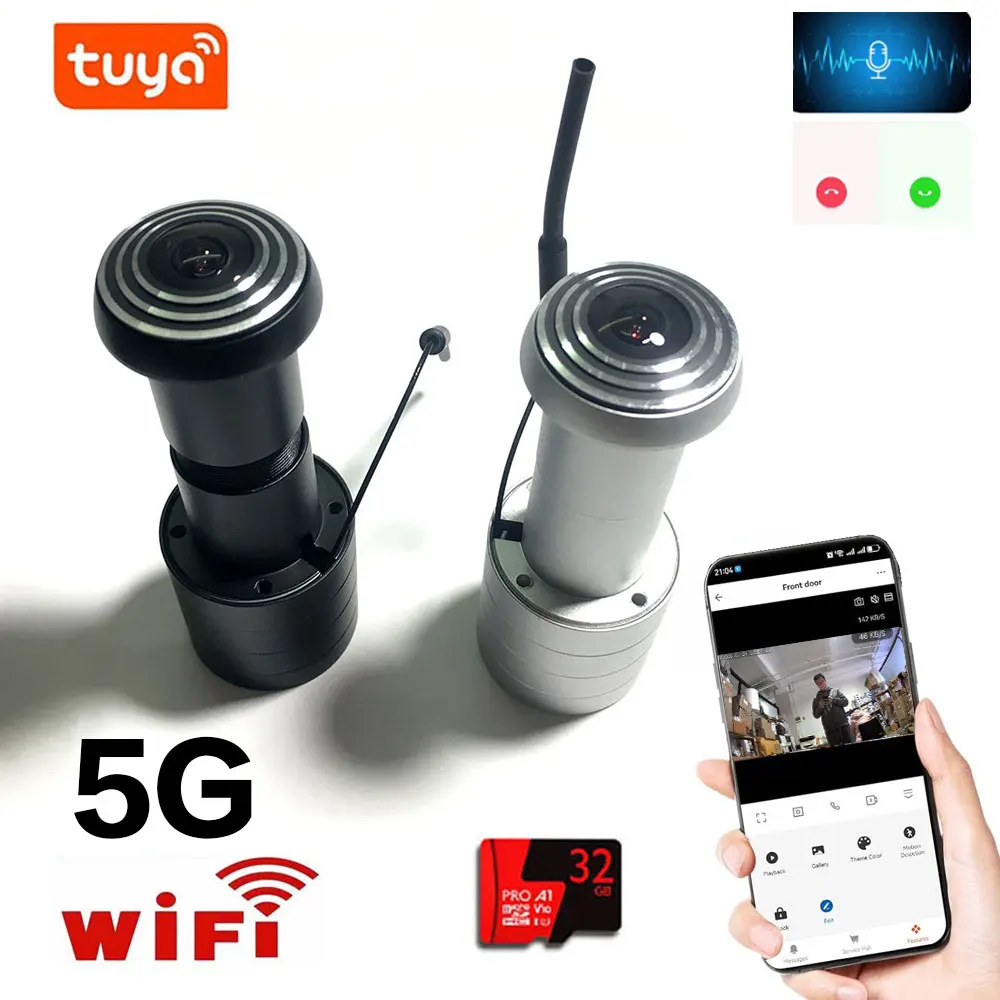 New Tuya Door Eye Hole Security 1080P HD 3MP H.265 Wide Angle FishEye CCTV Network Mini Peephole Door WifI Camera P2P ONVIF