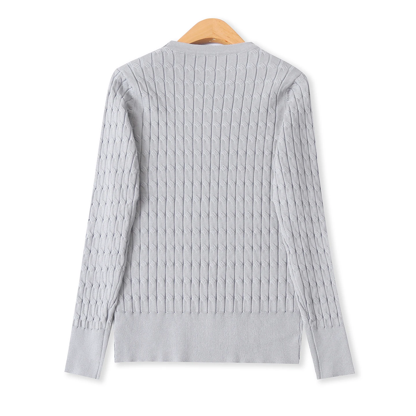 ツイストニットロングスリーブラウンドネック伸縮性レディースセーター秋新作スリムフィットニットウェアベースレイヤー