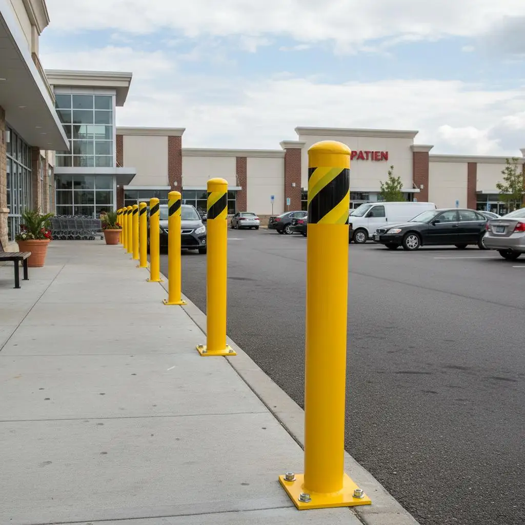 

Стальная защитная колонна 4-1/2 дюйма в диаметре, 36 дюймов в высоту, для парковок, подъездных путей, строительных площадок, с высокой видимостью, желтая отделка, усиленная конструкция.