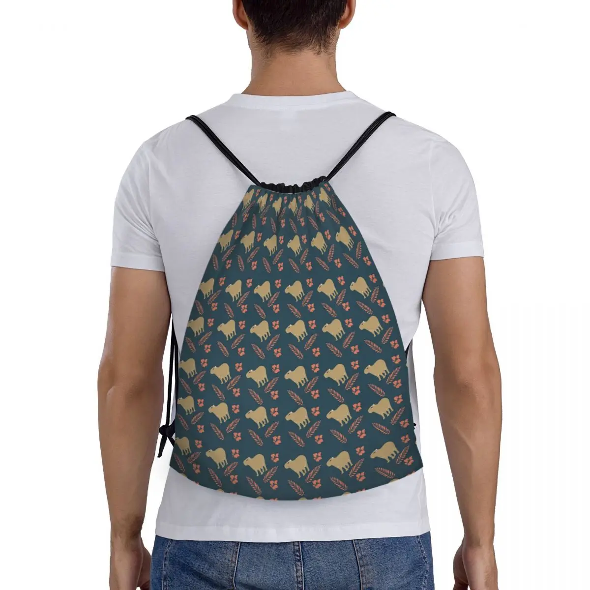

Capybara Animal Pattern Backpacks Casual Portable Drawstring Bags Sports Bag Book Bags For Travel Students