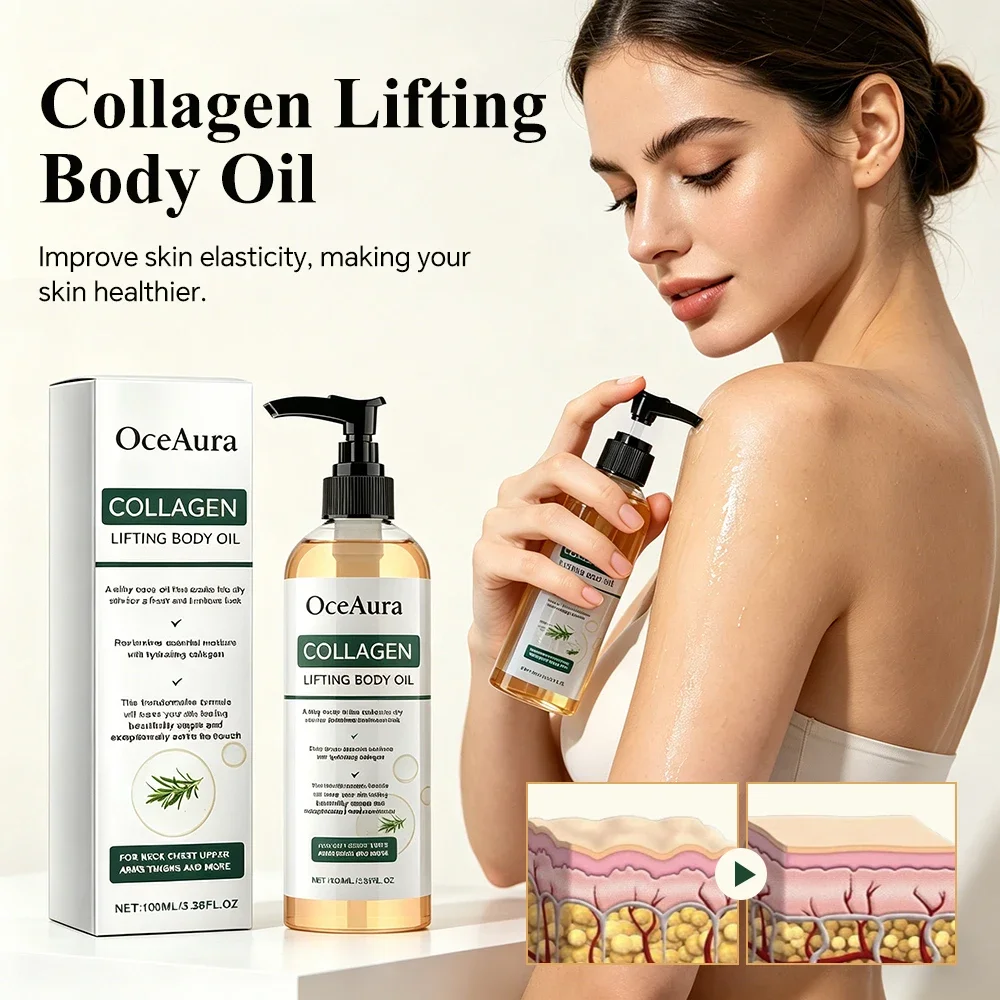 OceAura Óleo Corporal de Colágeno Firmador Levantando Pele de Corpo Inteiro Hidratação Profunda Hidratante Refrescante Alecrim Elevador Óleo Corporal Pele Seca