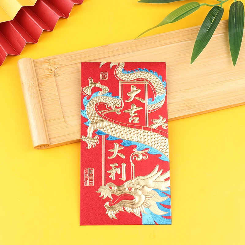 Sobres Rojos del Año de la suerte del dragón, decoración del Año Nuevo Chino, 6 piezas, 2024