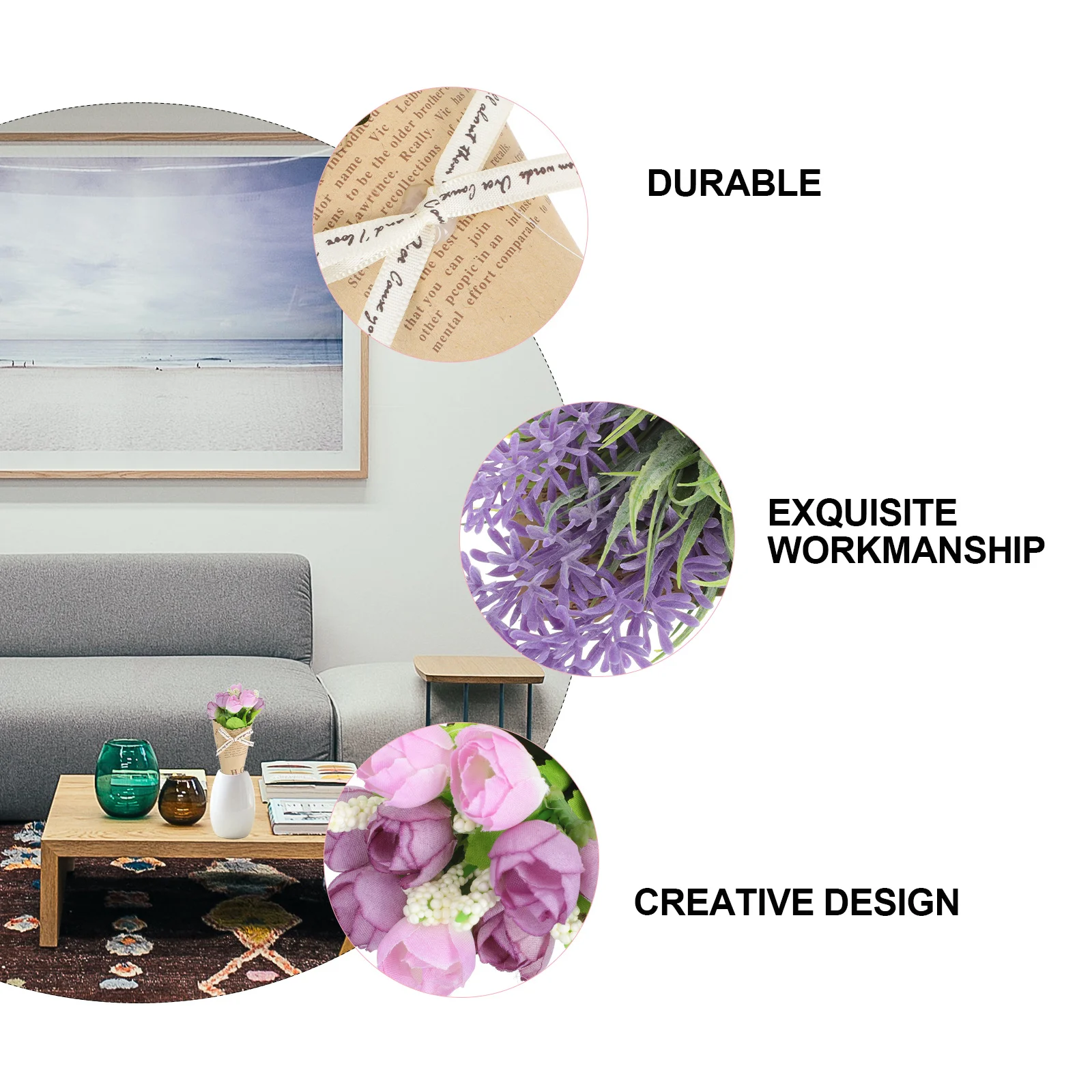 

5Pcs Artificial Flower Bouquets Lifelike Simulated Flower Ornaments for Home Party Wedding Decoration Kraft Paper Wrapping Photo