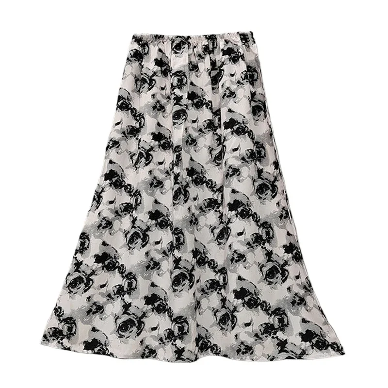 Summer Thin Casual Long Skirts Fashion Boho Printed Loose Y2k Skirt Women Faldas Saias Bohemian Streetwear Jupe Beach Wear