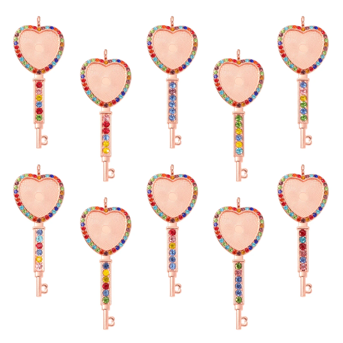 

10 Pcs Peach Heart Key Pendant Durable Charms for Necklace Pendants Jewelry Making Heart-shaped Tool Alloy