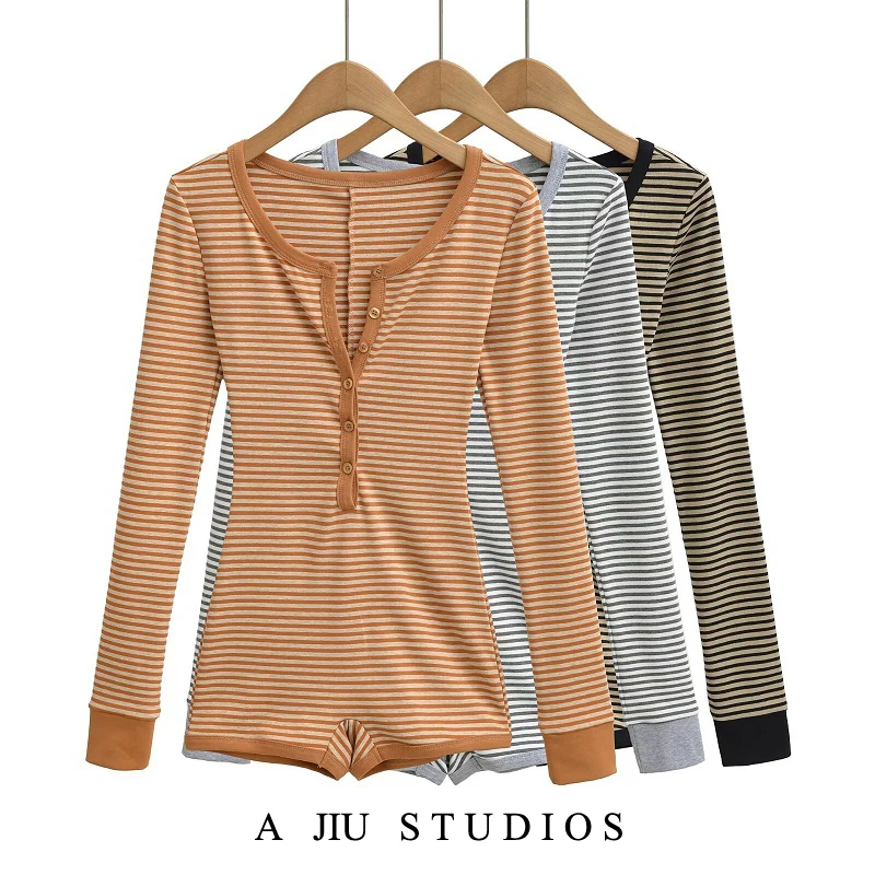 

High Waist Slim Fit Yoga Jumpsuit Women's Spring f Buttoned Base Layer T-irt Top Straight Leg Commute Sle