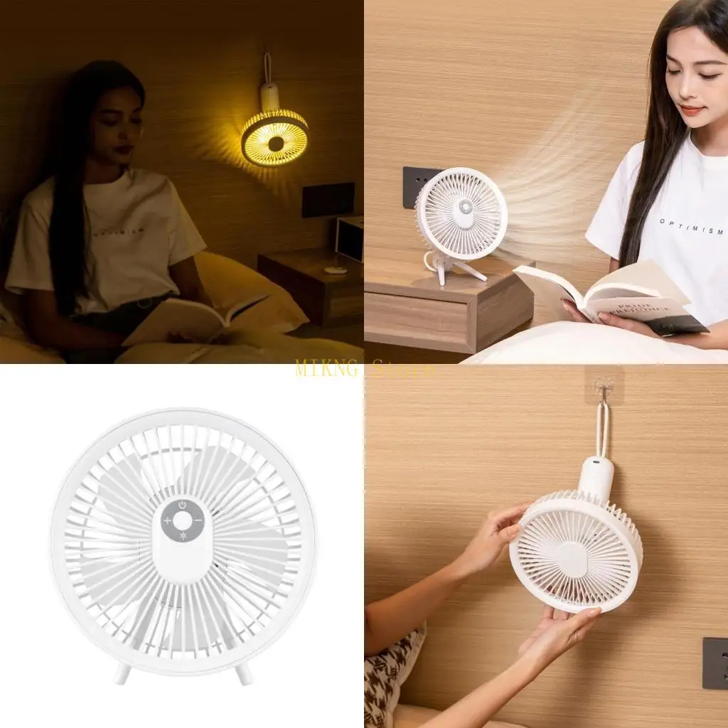 Portable Desk Fan USB Rechargeable with LED Lights Small Desk Fan Mini for Tents Travel Outdoor Camping Office best sale