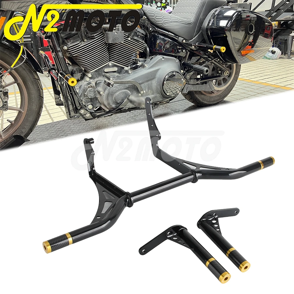 Motorcycle Engine Crash Bars Highway Bumper Rear Saddlebag Protection Slider For Harley Softail Low Rider ST 117 FXLRST 2022-24