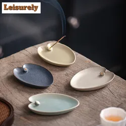 Chinese Ceramic Leaf Incense Stick Furnace Home Study Incense Holder Aromatherapy Burner Furnace Desktop Decoration Accessories