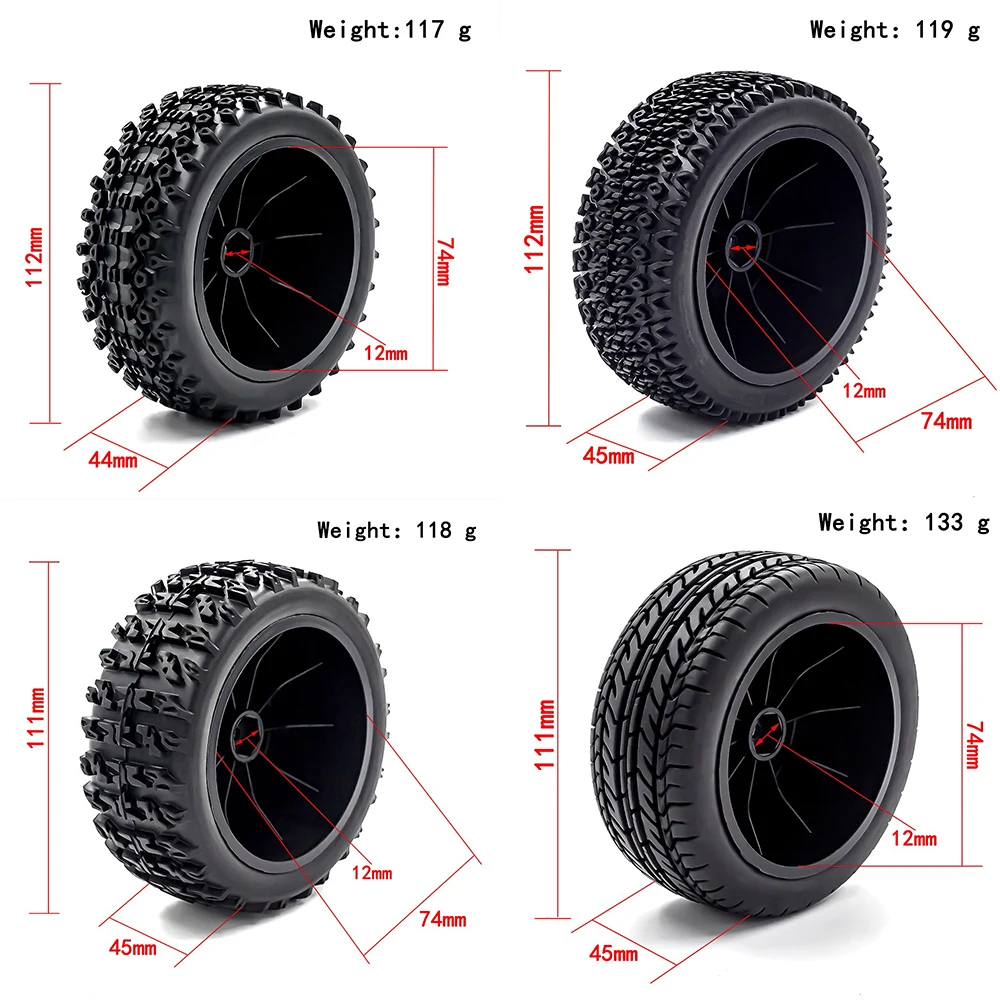 2 sztuk 112mm 1/10 krótki kurs ciężarówka opony koła z 12mm Hex dla Slash Arrma Senton HuanQi 727 Vkar 10sc Hpi Rc samochód