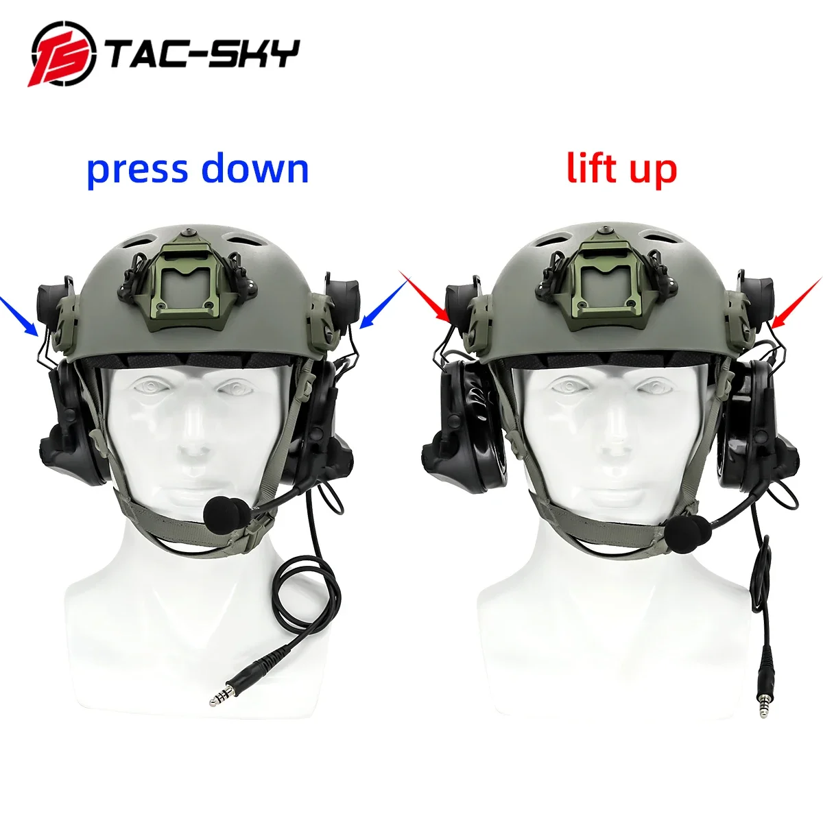 Imagem -03 - Tac-sky-tactical Headconjunto Versão Militar Capacete Comtac Iii Suporte Arc Pinos U94 Ptt Headband de Substituição