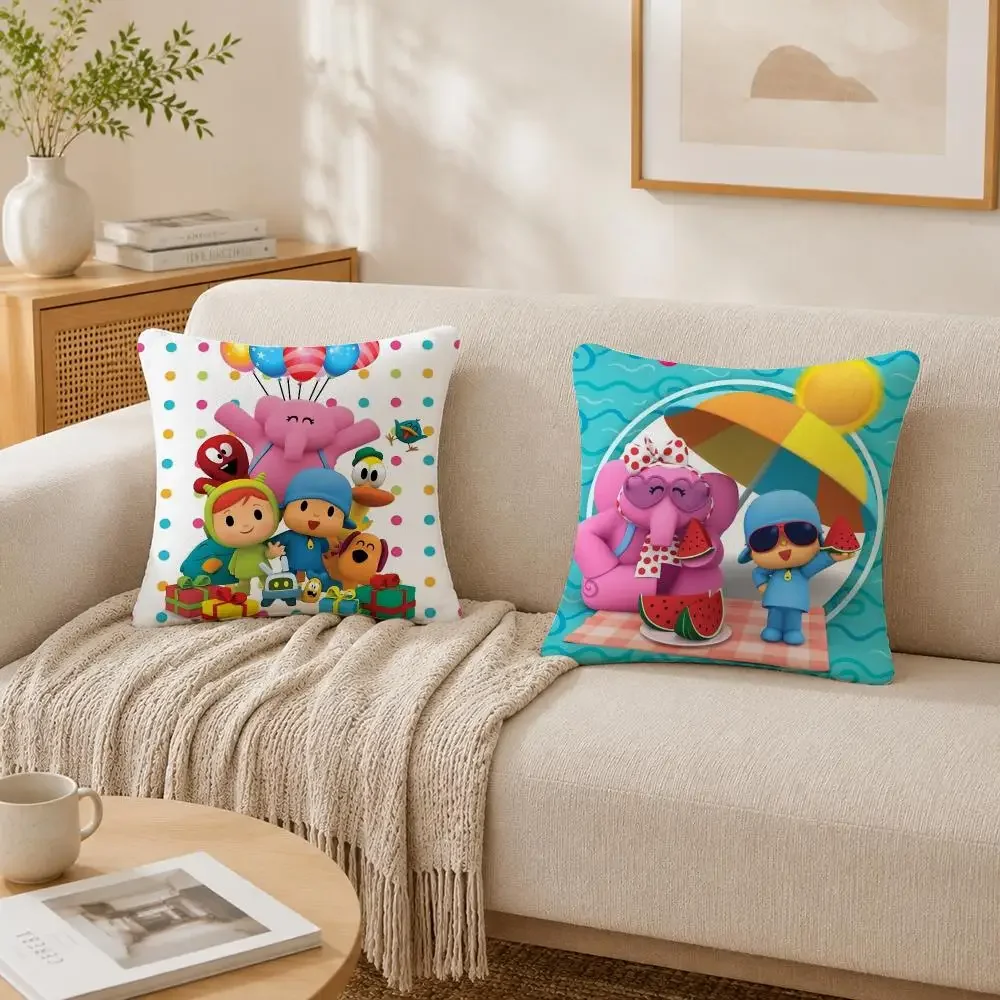 Simple Graphic P-Pocoyo Cushion Cover Plush Decorative Pillow Case With Hidden Zipper Fashion Room Decor For Home