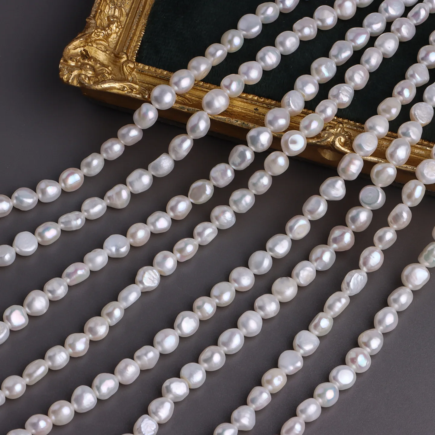 

Натуральный пресноводный жемчуг в стиле барокко, сильный свет, 7-8 мм, прямое отверстие, двусторонняя легкая свободная бусина, ожерелье из материала «сделай сам»