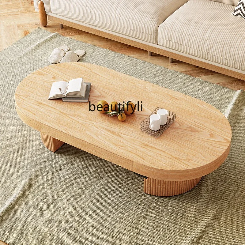 

Solid wood simple home living room coffee table desk integrated Nordic log wind lifting coffee table