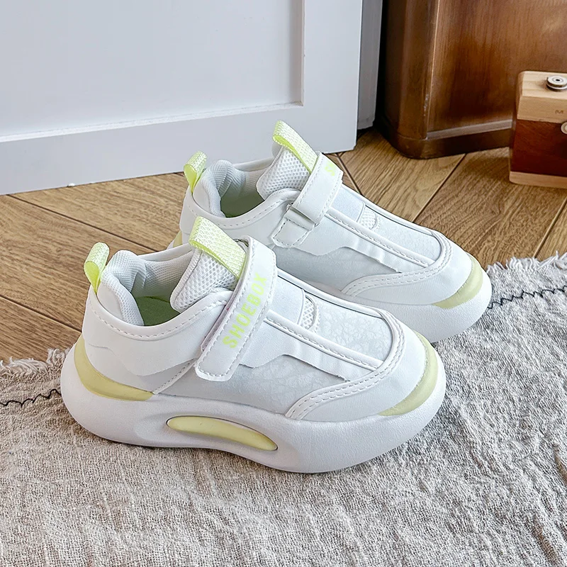 Kids Casual Sneakers, Adjustable Hook and Loop Strap, Thick Cushioned Sole, Lightweight Shoes for Daily Outdoor Play