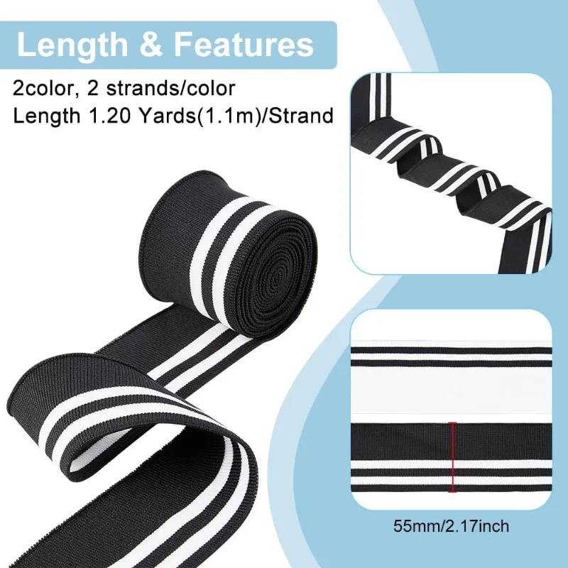 1 Bag 43.3x2 inch Rib Cuff Stretch Stripes Knitted Fabric with Strip Pattern for Waistband Neckband Leg Arms Sportswear