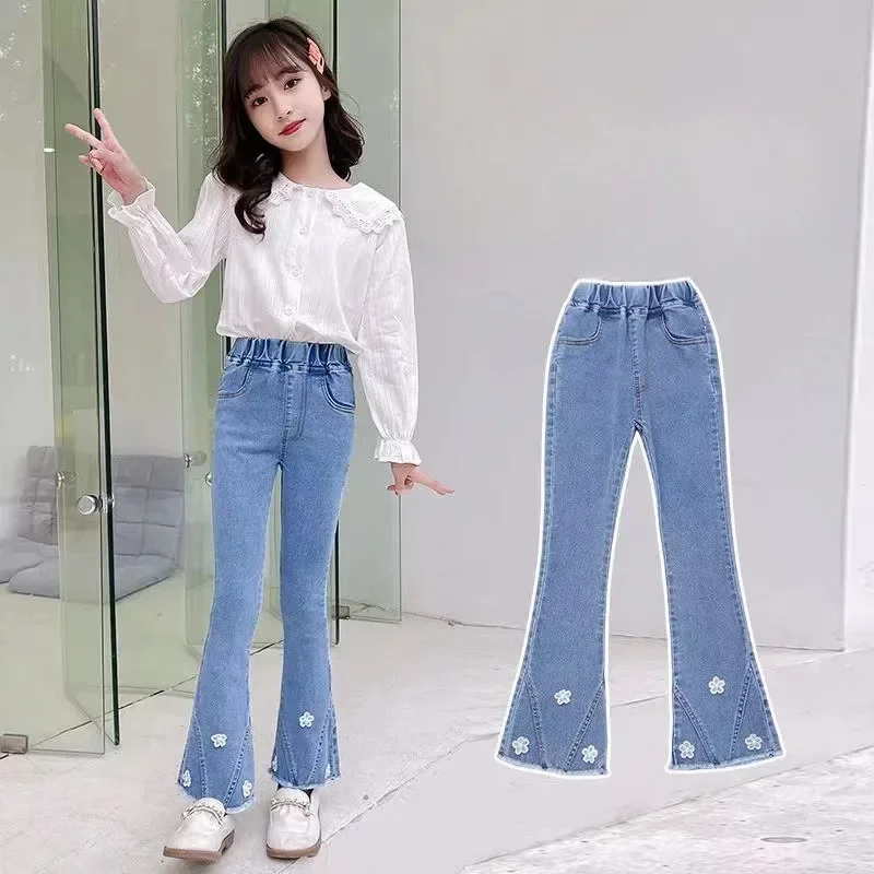 Children's Clothes Korean Style Flared Pants Trendy and Stylish Big Girl Jeans - Spring and Autumn Season