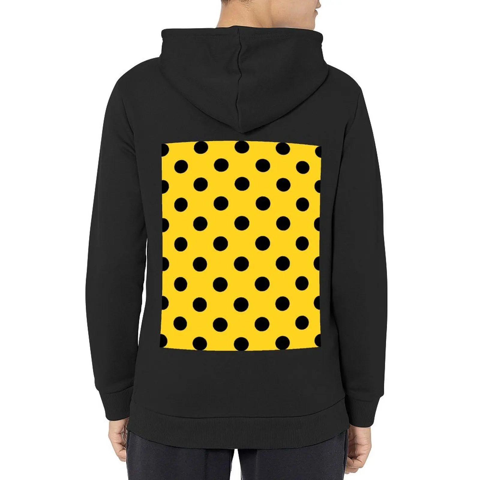 

Extra Large Black on Sunshine Yellow Polka Dots | Hoodie male clothes fashion men autumn men wear tracksuit