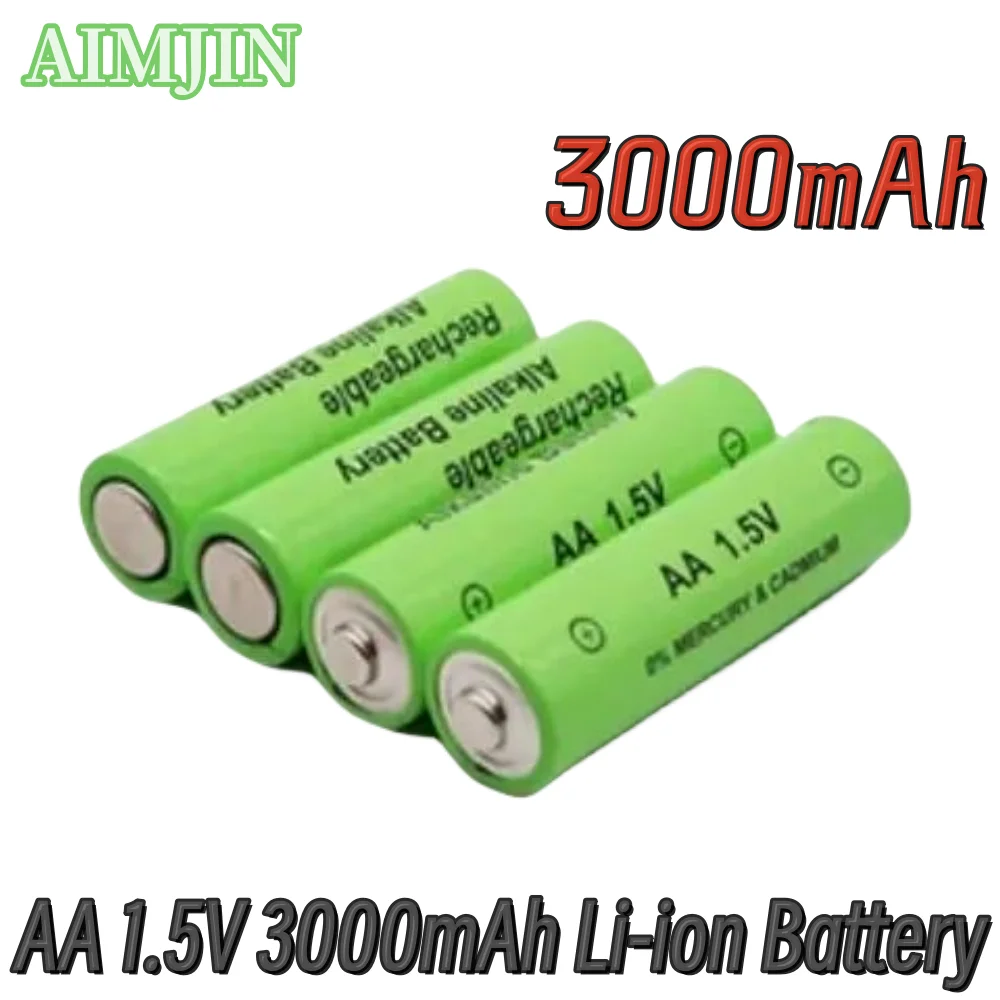 

1.5V AA battery 3000mAh rechargeable lithium-ion battery, used for clocks, mice, computers, toys, etc.