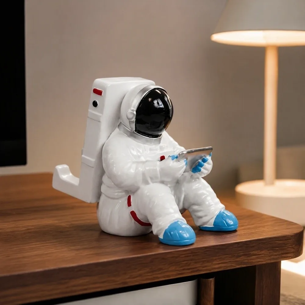 Creative Resin Astronaut Phone Holder White 2 Size Cell Phone Holder Unique Design Secure Support Desk Phone Holder For Desk