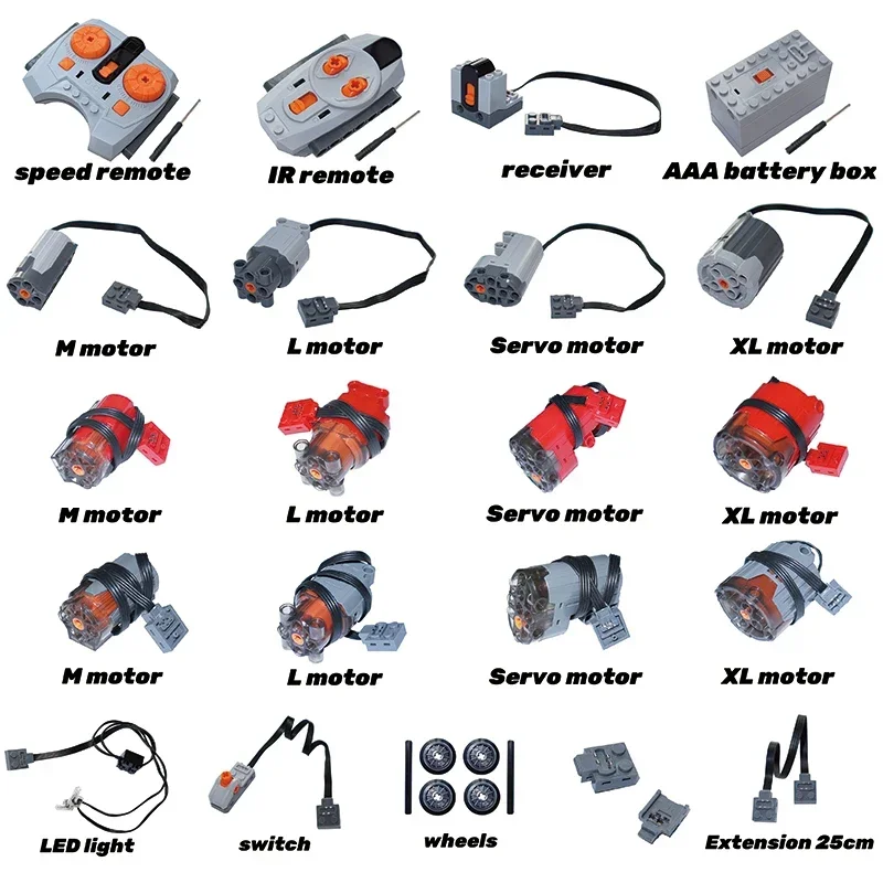 Technical Servo Train Motor IR Remote Control Receiver Battery Box Parts High-tech Power Function Building Block Model MOC Brick