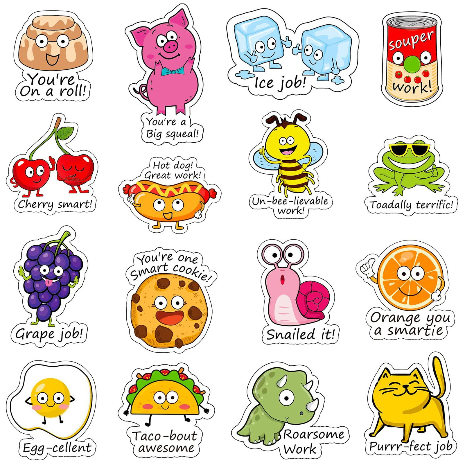 400pcs Kids Words School Cartoon Animal Cute Teacher Incentive Reward Sticker Accents Positive Classroom Inspiration Punny Label