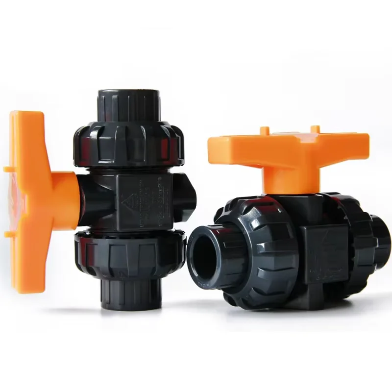 

20~63mm UPVC Double Union Ball Valve Chemical Grade Aquarium Fish Tank Adapter Garden Watering Irrigation Water Pipe Connector