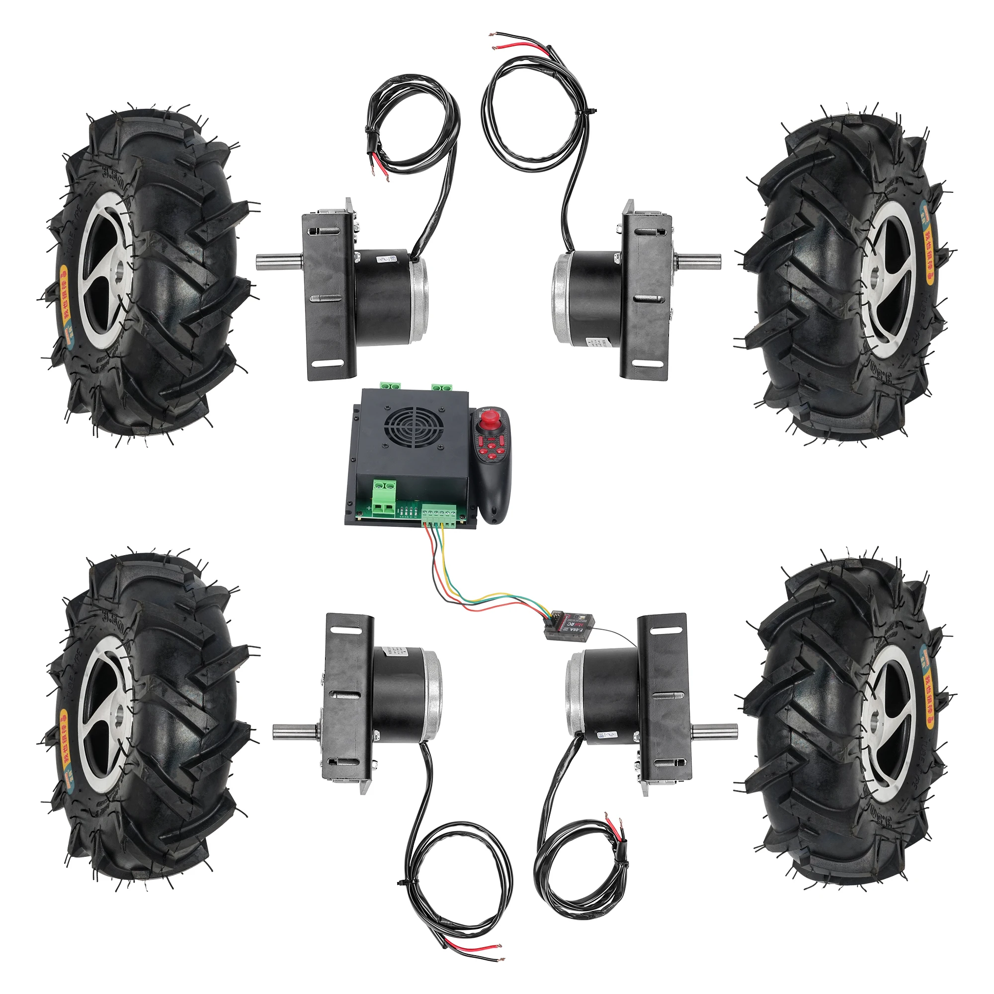 10inch 4wd Motor Kit 3.50-4 Off-Road Tire  DC Brush Motor Lawn Mower Motor Electric  with Brake Remote Control
