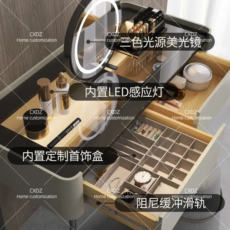 Italian Minimalist Dresser Modern Small Apartment Bedroom High End Light Luxury Makeup Table Storage Chest Cabinet Integrated