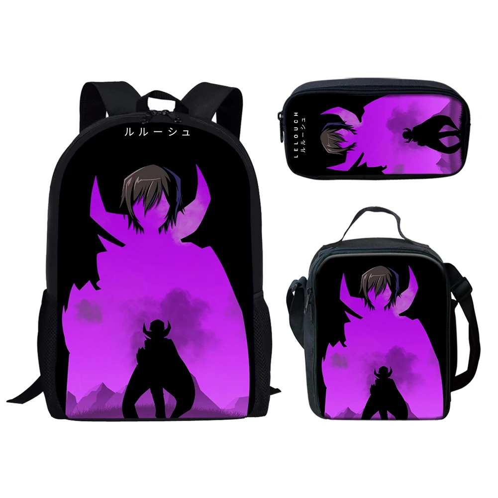 

Classic Creative Funny Code Geass Lelouch 3D Print 3pcs/Set pupil School Bags Laptop Daypack Backpack Lunch bag Pencil Case